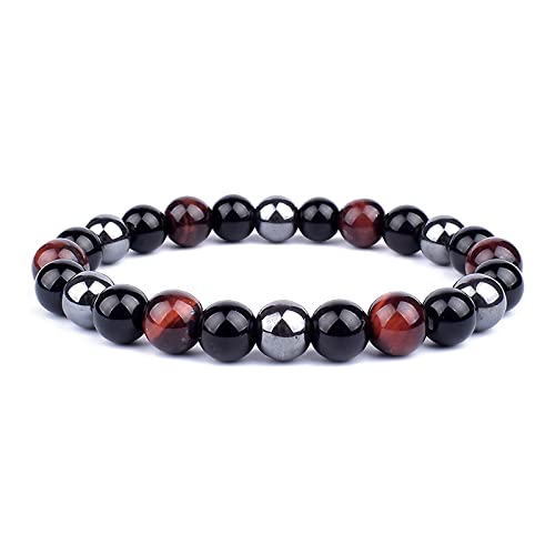 Bracelet oeil de tigre et obsidienne anti-stress pour retrouver l'équilibre magnétique