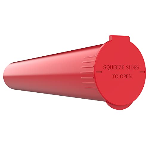Image of 116mm CR Plastic Packaging Pop Top Tubes - Child Resistant Travel Holder Vial Containers - 500 Qty (Red)