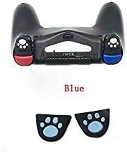 1 pares de patas de gato diseño personalizado de botones de gatillo de silicona con adhesivo para controlador PS4 L2 R2 cubierta de botón (azul)