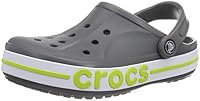 Crocs Bayaband Clogs für Damen und Herren mit Fersenriemen für sicheren Halt 43-44 EU Slate Grey/Lime Punch