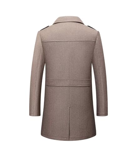 FTIMILD Mens Wool Blend Coat with Detachable Collar Two Collar Single Breasted Pea Coat Business Trench Coat2