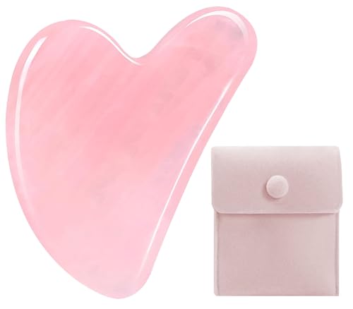 Gua Sha Rose Quartz Guasha Natural Jade Massage Tool for Jawline Sculpting Puffiness Reducing Face Eyes Neck and Body Skin Care Gift