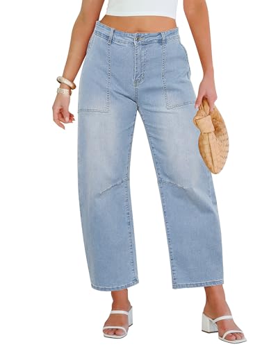 GRAPENT Barrel Jeans for Women High Waisted Trendy Wide Leg Baggy...
