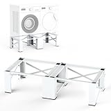SKM 28 Inch 2 Pack Washer and Dryer Pedestals Heavy Duty Steel Laundry Stand Raiser Compatible with Most 4.8-5.3 cu. ft. Capacity Washing Machine and Dryer, White