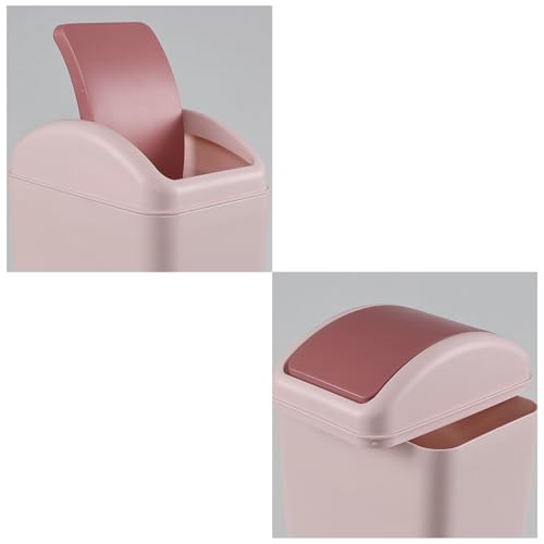 Caneca de basura rectangular de 3 galones con tapa abatible rosa miniatura 3