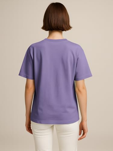 Image of HELLCAT Beige Trendy Printed Oversized T-Shirt for Women