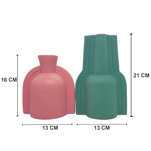 Image of Amazon Basics Winged Ceramic Flower Vases | for Home Decor (Pack of 2 | Multi-Colour)