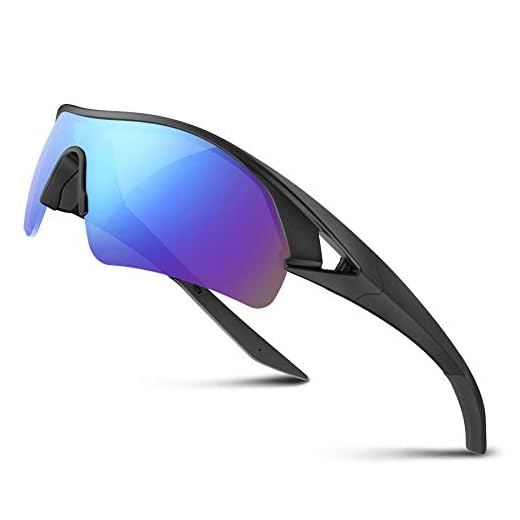 Polarized Sports Sunglasses for Men Women Youth Baseball Fishing Cycling Running Golf Motorcycle Tac Glasses UV400 (Black Blue)