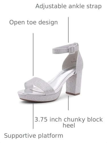 Image of Shoe Land Platform Heels for Women | 3.75 Inch Chunky Block Heeled Sandals with Ankle Strap | Open Toe Strappy High Heels for Wedding, Party & Formal Events