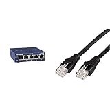 Netgear GS105GE Switch Ethernet Gigabit Métal 5 Ports, Non Manageable & Amazon Basics Câble réseau Ethernet RJ45 catégorie 6-4,2 m