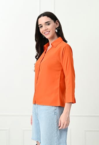 Image of FUNDAY FASHION Women's Crepe Casual Regular Fit Solid V Collered Shirt (Pack of 2)