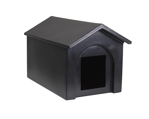 Kitty Kottage - Plastic Waterproof Cat House/Outdoor Cat Shelter/Den/Kennel - Made in Sheffield (UK) (Black, One Size)