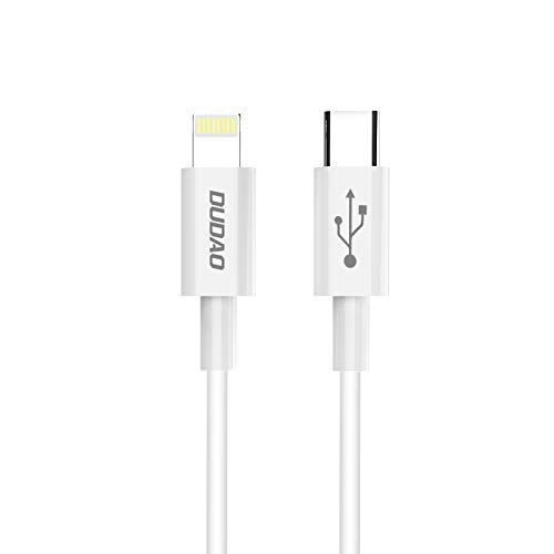 Dudao 2.1A High Current Unbreakable Data Sync and Fast Charging Cable Compatible for iPhone 11 / 11Pro / Pro Max/X/XR/XS/XS Max /8/8 Plus /7/7 Plus /6s /6s Plus /6/6 Plus (1Meter, White)