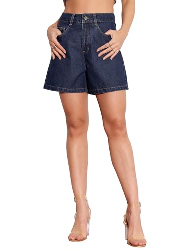 Image of Miss Chase Women's Regular High Rise Above Knee Stretchable Denim Shorts