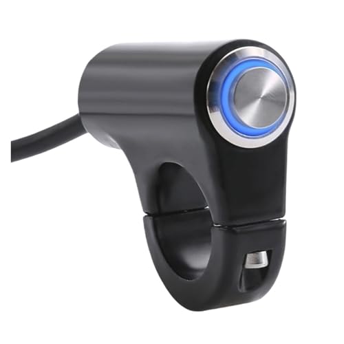 Interruptor de faro de manillar de motocicleta en aleación de aluminio con luz azul de 12V