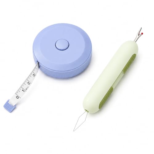 Image of Woffely Sewing Accessories Combo Kit, 2-in-1 Needle Threader Tool with Round Retractable Measuring Tape, Soft Flexible Tape Measure for Tailoring, Fabric, Embroidery, Clothing Repair & DIY Crafts