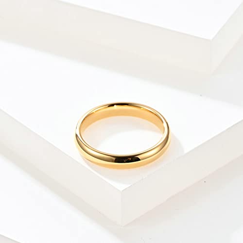 ANAZOZ Tungsten Carbide Wedding Ring, 6MM & 4MM Polished Gold Couple Wedding Bands Set, Women Size 10 + Men Size 11