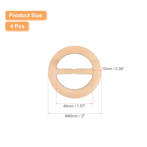 Image of uxcell 4 Pcs T-Shirt Clips, 60mm Wood Scarf Ring Clip Round Tie Circle Clip Buckle Fashion Clothes Corner Knotted Button for Women's Silk Clothing Decoration, Wood