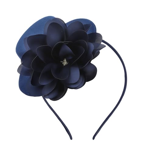 AMCAMI Fascinators Hats for Women Girls 2026 Derby Hats Tea Party Hat with Headband and Clip Navy Blue