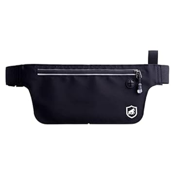 Gshield Pochete Porta Dólar Antifurto com Elástico Ajustável para Celular, Dinheiro, Documentos, Passaporte ideal para Viagem e Uso Diário, Ultra Slim Preta