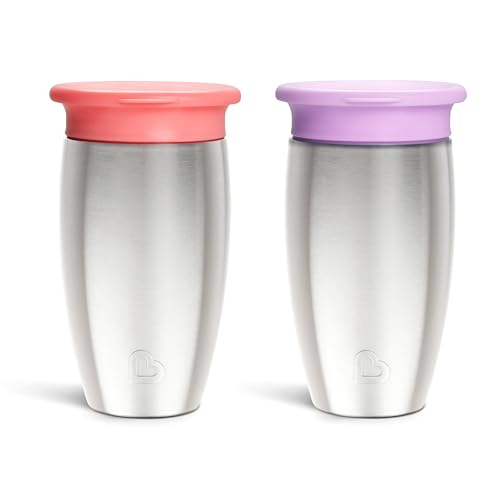 Munchkin Stainless Steel Sippy Cups for Toddlers 1-3, Spill Proof...