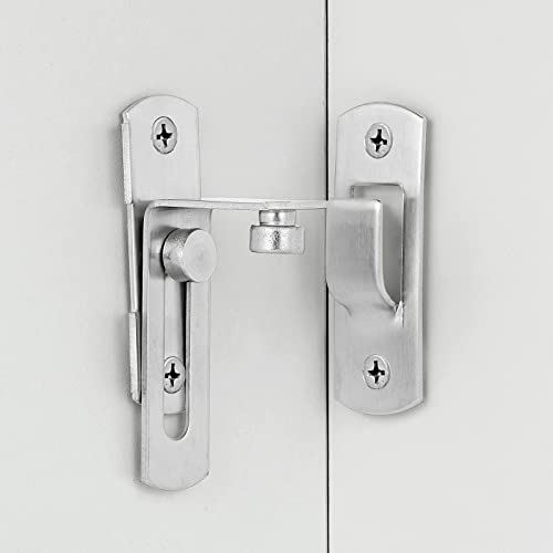 Iniret 4 Packs 90 Degree Flip Barn Door Lock,Protect Privacy-Security Gate Latch,Hook Lock Latch For Barn,Sliding Door Antique Lock Gate Latches Wine Cabinet Closet Door Latches,Brushed Nickel #TOP3