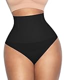 Lover-Beauty Tummy Control Thong Mid Waist Shapewear for Women Seamless faja body shaper low belly Control Panties Underwear, Black, M/L