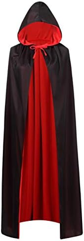 Regenboog 59inch(150cm) Kids Reversible Cape with Hood,Black and Red Cape,Halloween Christmas Costume,Masquerade,Dress up,Wizard,Witch,Vampires Cloak