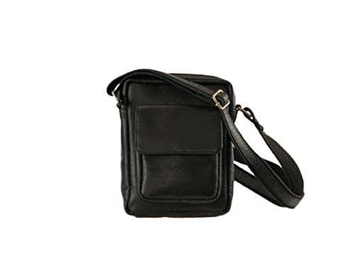 Morgado Leather Bolso bandolare pequeño hombre  piel vacuno engrasado.  Color negro