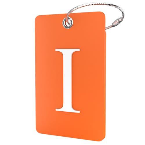 Shacke Luggage Tag for Suitcases – Initial Letter I, Bendable (Orange)