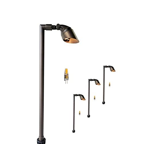 MALORY Low Voltage Landscape Path Light 4-Pack with Bulb,(24''H) 12V Brass Pathway Lights,Outdoor Garden Lights with 2W 2700K LED G4 Bulb for Yard Lawn, Patio, Walkway and Driveway(P06) 4-Pa