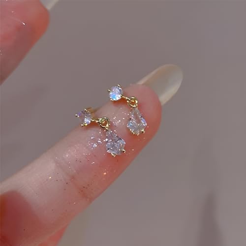 LOVECOM 925 Sterling Silver Heart Drop Dangle Earrings for Women Dainty 14K Gold Plated CZ Stud Earrings Small Double Heart Hypoallergenic Dangling Earring Jewelry Christmas Gifts to Daughter4