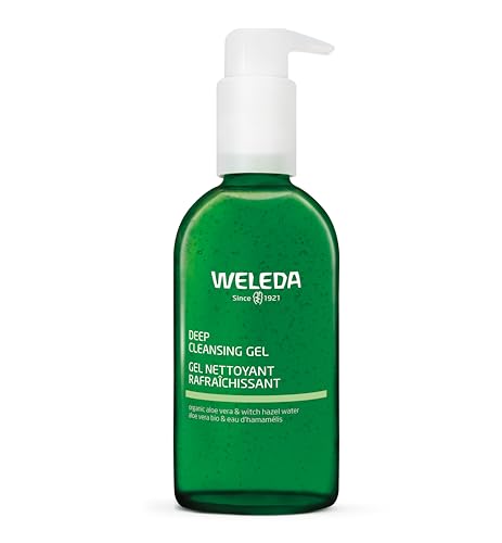 Weleda - Gel detergente viso rinfrescante, pulisce e rimuove lo sporco e l'impurità, non secca la pelle, con aloe vera e acqua di hammamelis, per pelli normali e miste - 1x150 ml