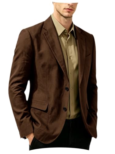 Men's Unlined Linen Blazer Lightweight Summer Tan M