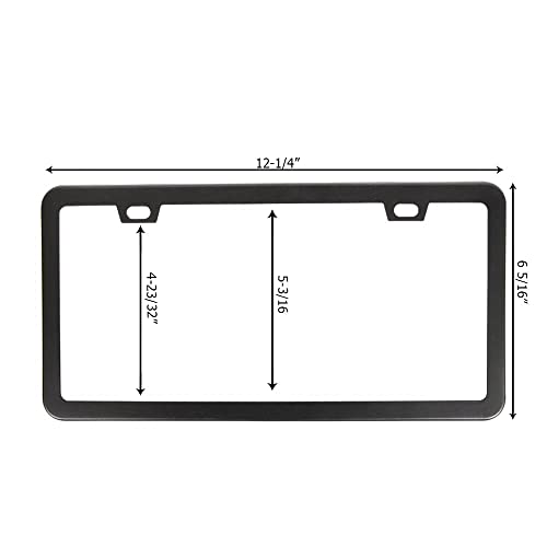 SunplusTrade Two Matte Black Powder Coated Aluminum License Plate Frame with Screw Caps