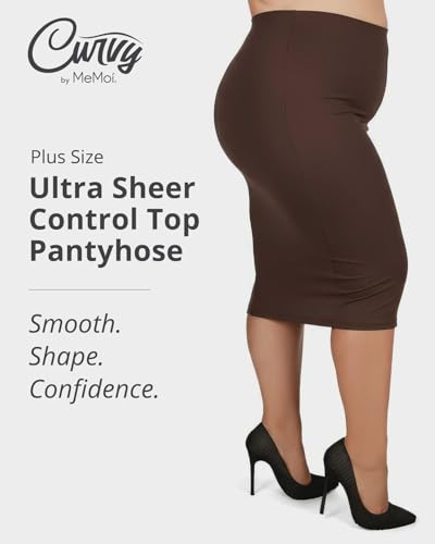 Image of MeMoi Plus Size Curvy Ultra Sheer Control Top Pantyhose