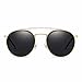 Round Polarized Aviator Sunglasses Metal Frame Flat Circle lens Glasses Men Women (Gold Alloy Black Tip / Polarized Grey)