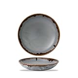Dudson Harvest Grey – Bol Coupe 25 cm, Cerámica Vitrificada Artesanal, Apto para Microondas y Lavavajillas, Estilo Rústico para Mesa
