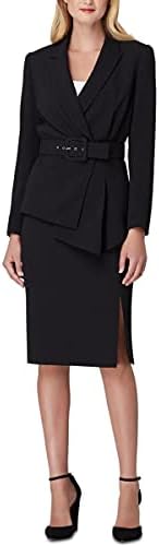 Tahari by ASL Belted Jacket w/Pencil Skirt Set Black 4