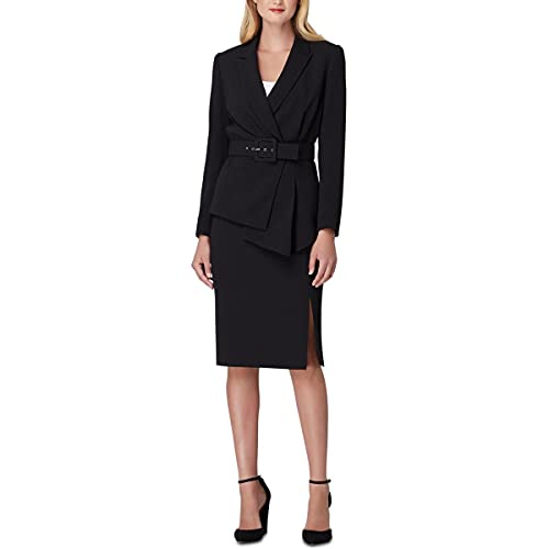 Tahari By Asl Belted Jacket W/Pencil Skirt Set Black 4 #TOP18