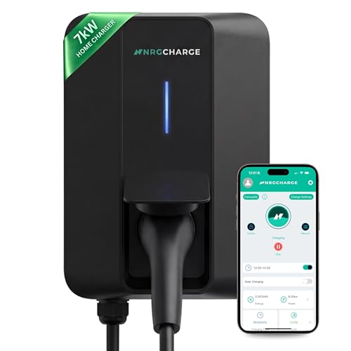 NRG CHARGE VELOX | Electric Vehicle Charger | Untethered | Type 2 | Single Phase | Level 2 Wall Mount EV Home Charger | Black | Compact 255×180×105mm (Black 7 4 kW)