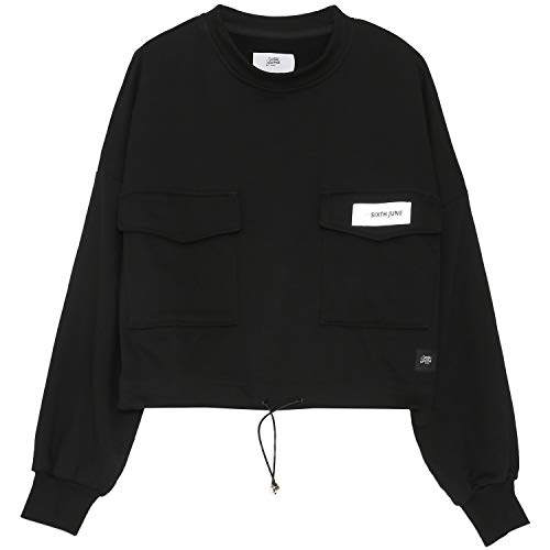 Sixth June Ltd Cargo Sweatshirt Sudadera, Noir, Large para Mujer