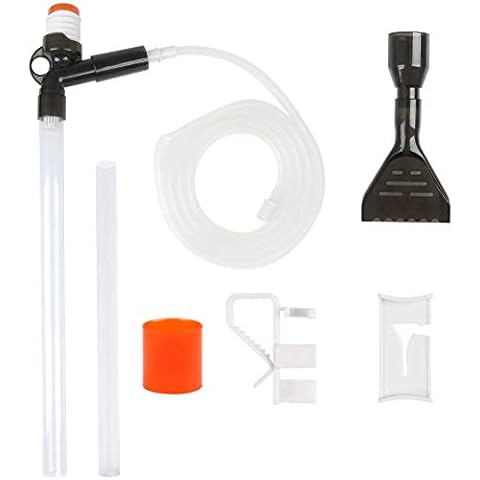BUYGOO Aquarium Gravel Cleaner Automatic Fish Tank Water Changer Aquarium Vacuum Siphon Pump with Extra Long Tube(2.07m) + Glass Scraper, Adjustable Fish Tank Vacuum Cleaner Water Filter Cover