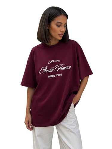 Image of ColorChakra Cotton Oversized Tshirt for Womens Down Shoulder Loose fit t-Shirt Women Baggy Style Oversize t-Shirt Korean fit