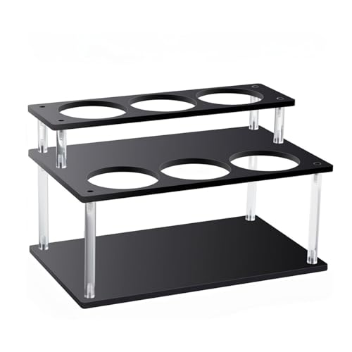 Pocoiau Soporte para Botellas De Jarabe 2 Niveles Acrílico Negro con Estante Café 6 Capacidades para Organización Encimera Cocina Estante Cocina Moderno