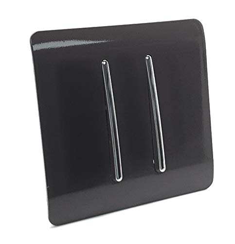 Trendi 2 Gang 3 Way Intermediate Artistic Modern Glossy 10 Amp Rocker Light Switch Dark Brown - Image 2