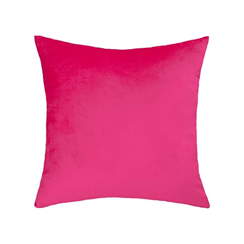 Moonrest - Pack Of 2, Velvet Decorative Pillow Cover Set, Cozy Soft With Hidden Zipper Solid Color For Sofa Bedroom Car Couch Throw Pillow 18 X 18 Fuchsia #TOP3