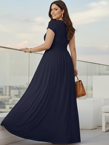 Image of KOH KOH Womens Sexy Cap Short Sleeve V-Neck Flowy Cocktail Gown
