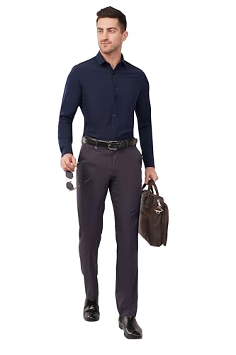 Image of SaintX Men's Premium Solid Formal Shirt | Slim Fit | Plain Full Sleeve | Feather Touch Soft Finish | Wrinkle Resistant | No Ironing Required | 360 Highly Stretchable Fabric