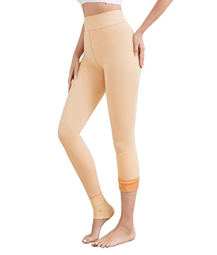 Image of Pnadty Women's High Waisted Velvet Warm Elastic Tights Winter Fleece Lined Thick Leggings Pants